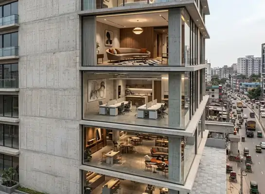 Facade construction exterior and interior design