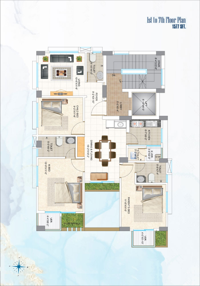 Assure Blue Heights 1st to 7th floor Plan