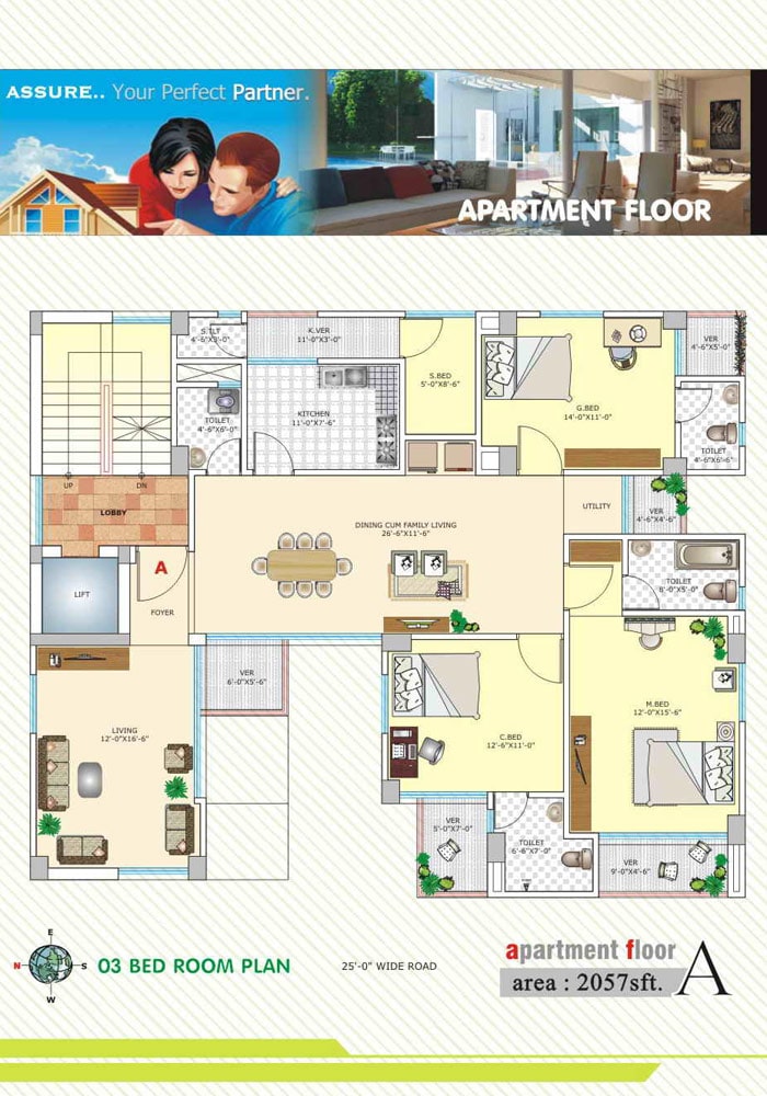 Assure Arunalok 3 Bed Room Plan