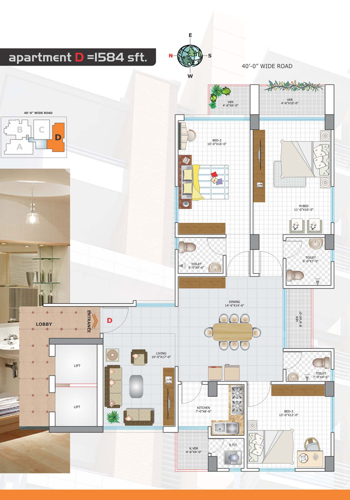 Assure Azad Palace Apartment Floor Plan Type-D
