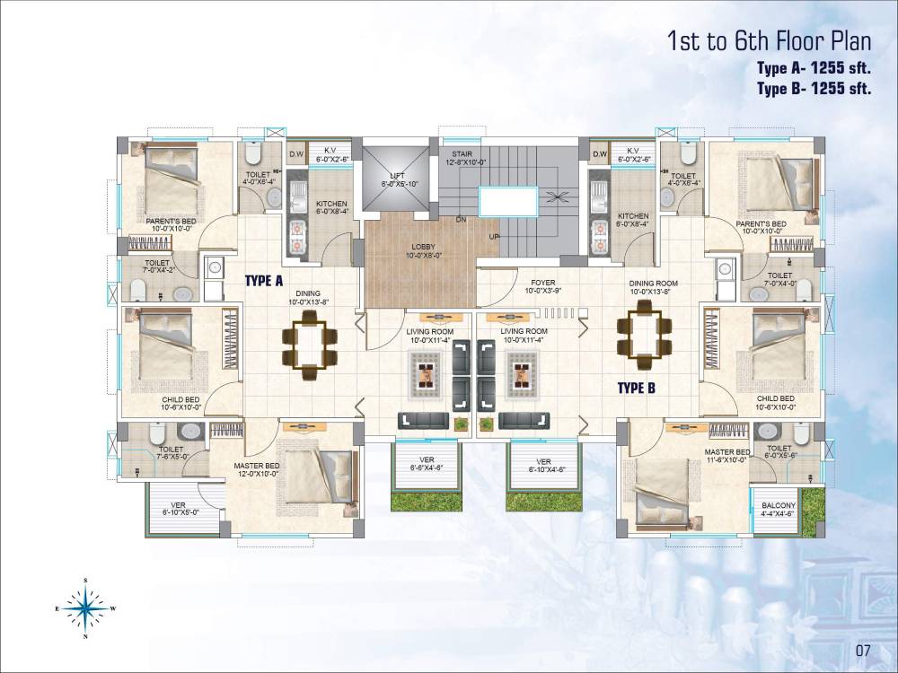 Assure Blue Heaven 1st to 6th Type A & B Floor Plan