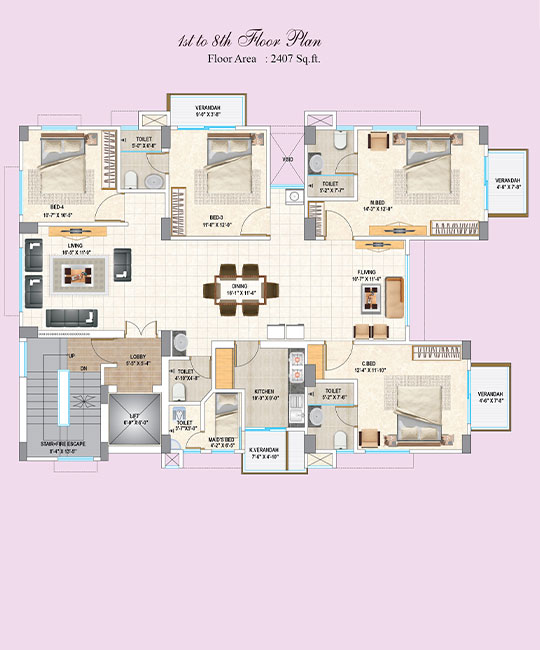 Assure Boghon Villa 1st to 8th Floor Plan