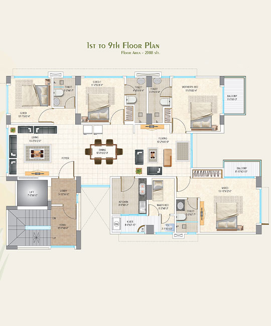 Assure Daffodil 1st to 9th Floor Plan