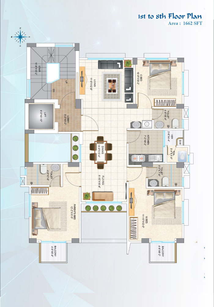 Assure Diamond Frost Bashundhara 1st to 8th Floor Plan