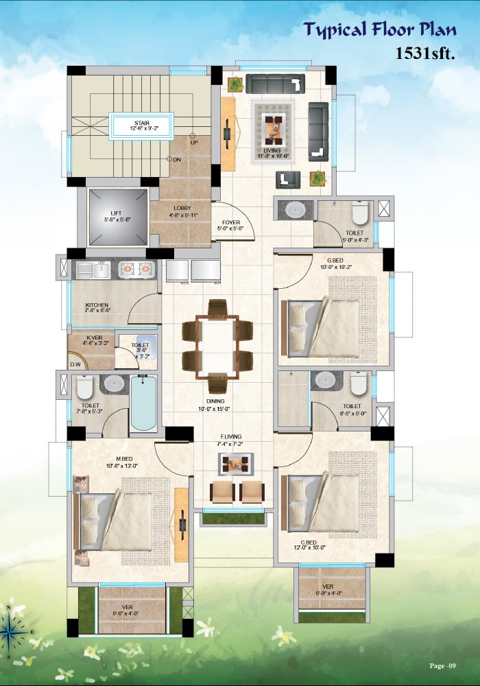 Assure Heaven Typical Floor Plan 1531 sft.