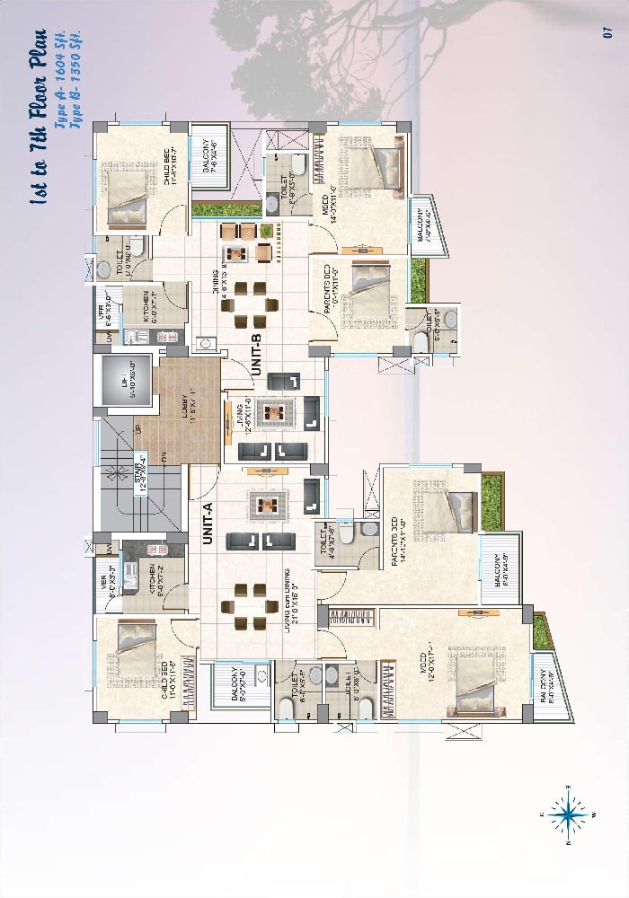 Assure Lake View 1st to 7th Floor Plan