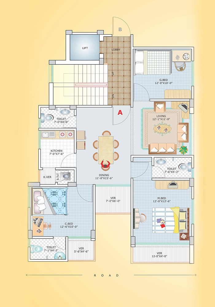 Assure Lila Kuthir Furniture Layout Type-A