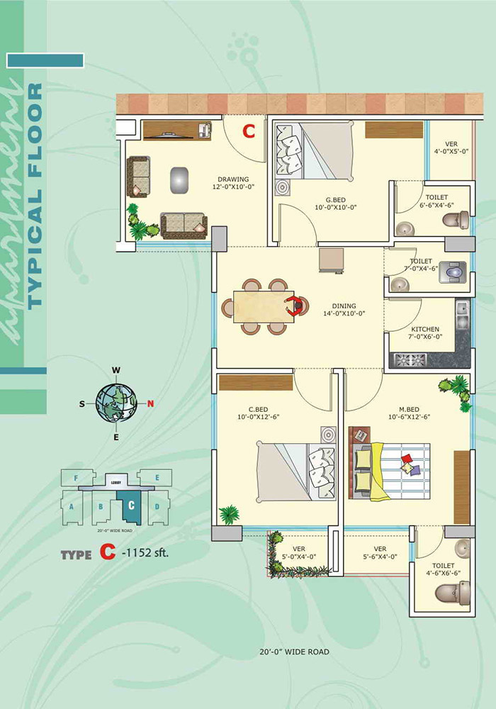 Assure Lotus Garden Furniture Layout Type-C