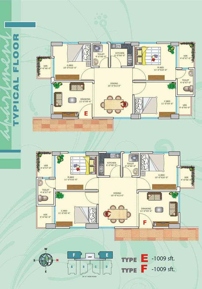 Assure Lotus Garden Furniture Layout Type-E & F