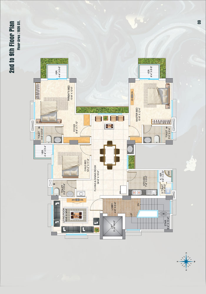 Assure Ontorakkhi 2nd to 9th Floor Plan