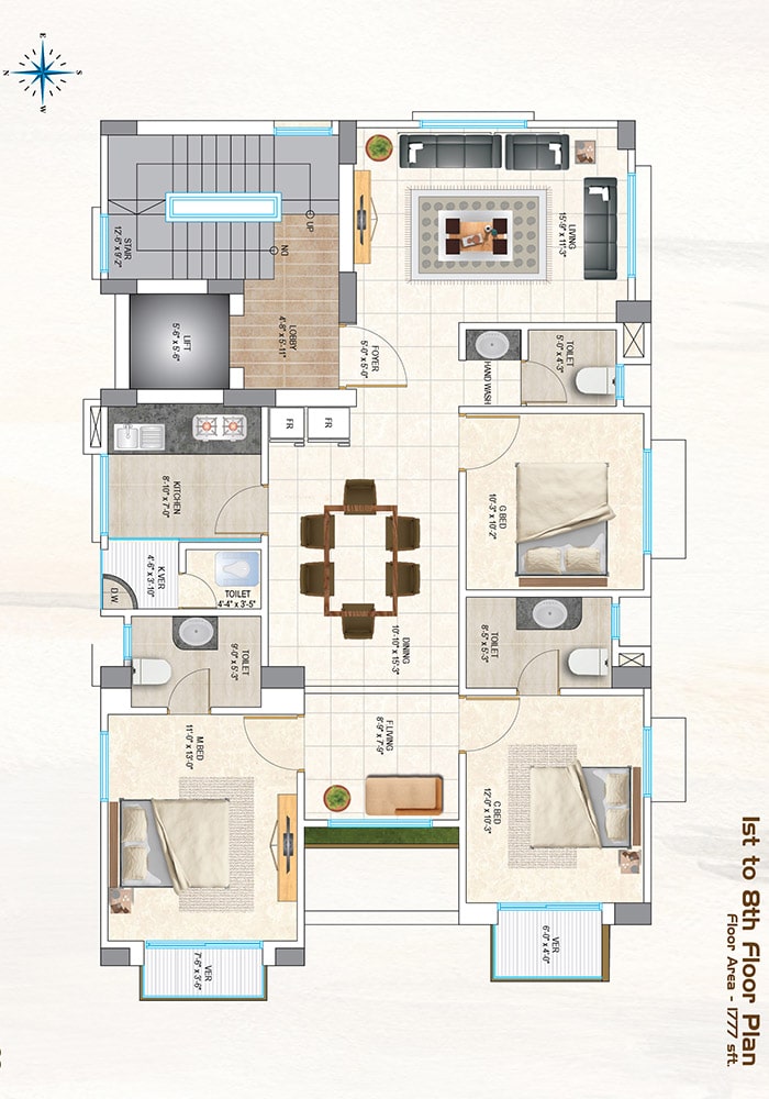 Assure Q.H. Villa 1st to 8th Floor Plan