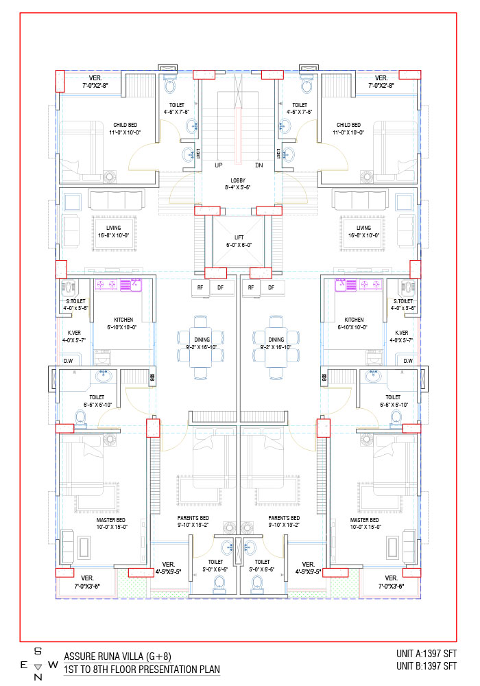 ASSURE Runa Villa 1st to 8th Floor Plan
