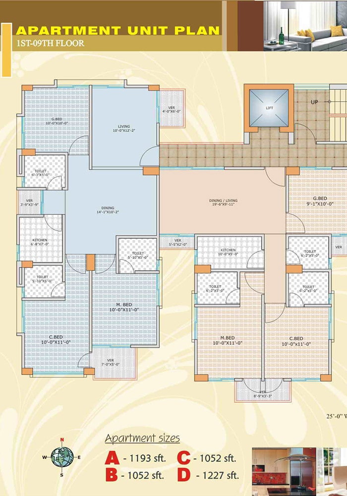 Assure Sultanas Dream 1st to 9th Floor Unit Plan