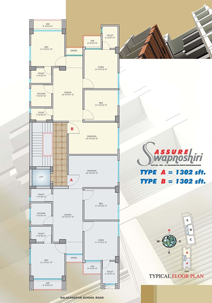 Assure Swapnoshiri Typical Floor Plan Type-A & B
