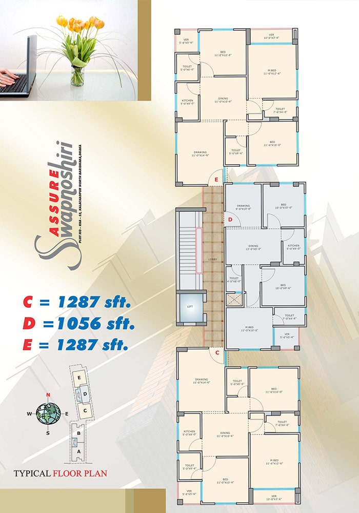 Assure Swapnoshiri Typical Floor Plan Type-C,D,E
