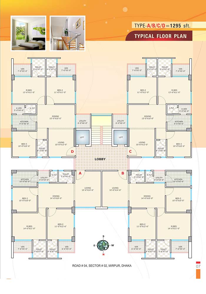 Assure Tilottoma Typical Floor Plan Type-A,B,C,D