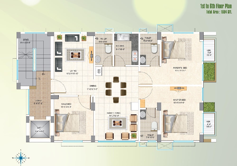 Assure Wali Nur Villa First to Six Floor Plan