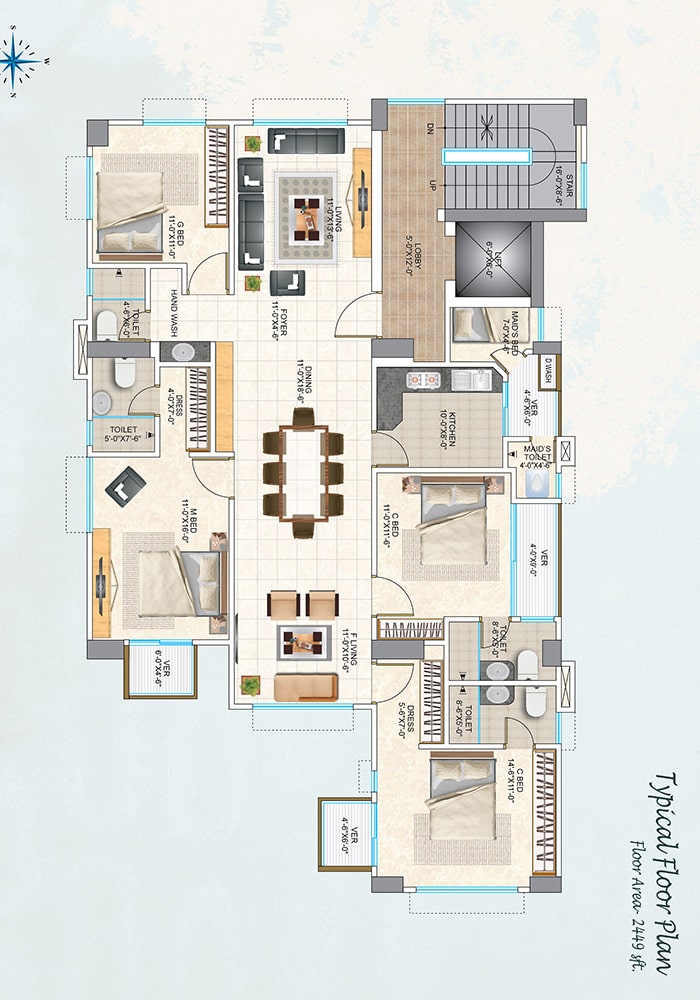 Hossains Assure Chayabithy Typical Floor Plan