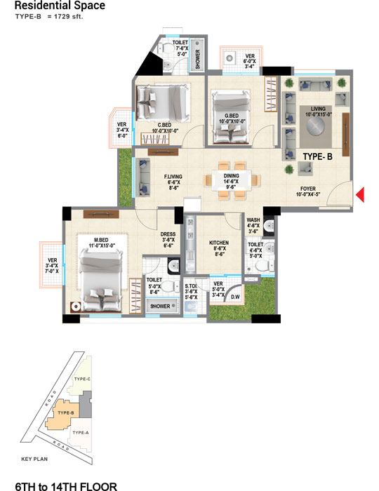 KTH Assure Height's Residential Space 6th to 14th Floor Type-B