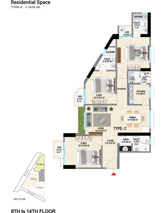 KTH Assure Height's Residential Space 6th to 14th Type-C