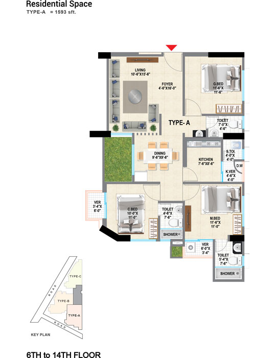 KTH Assure Height's Residential Space 6th to 14th Type-A